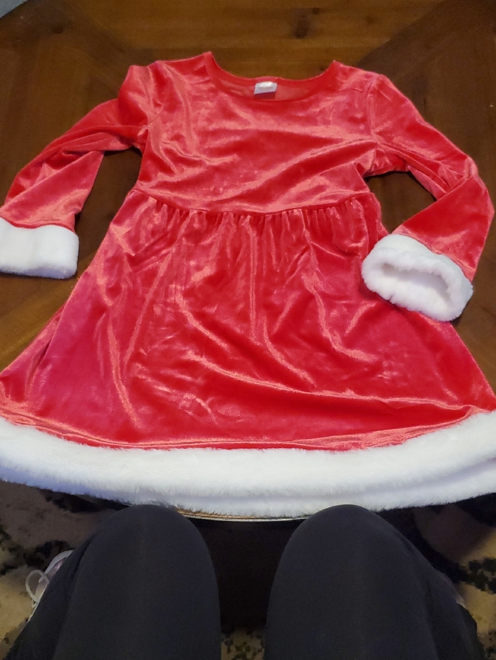 Holiday Time Red Velvet Dress with White Faux Fur Trim